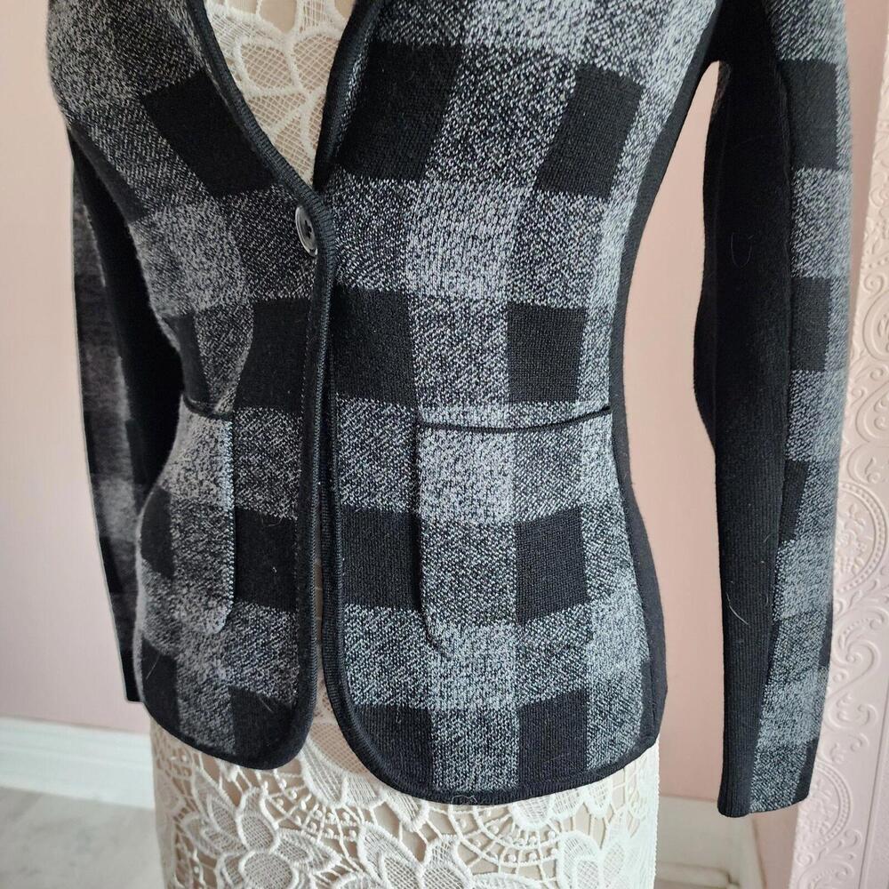 LKNW Margaret O'leary black white gray cardigan sweater Small - Picture 4 of 9